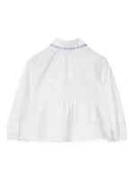 Little Girl's & Lauren Stretch Cotton Poplin Peplum Blouse