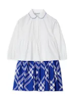 Little Girl's & Lauren Stretch Cotton Poplin Peplum Blouse