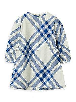 Baby Girl's & Little Girl's Check Blouson-Sleeve Dress