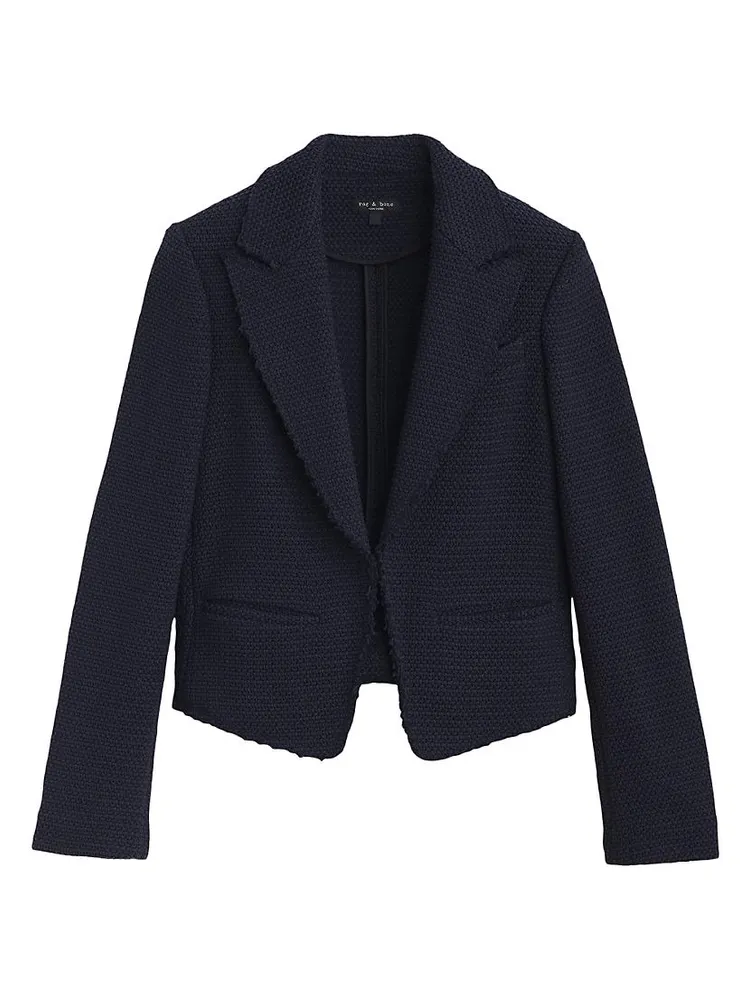 Elle Tweed Single-Breasted Blazer