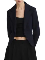 Elle Tweed Single-Breasted Blazer