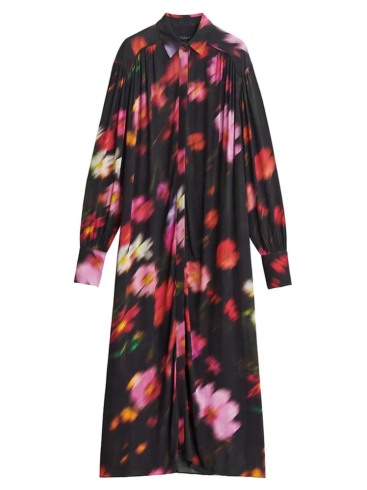 Aubrey Floral Long-Sleeve Maxi Shirtdress