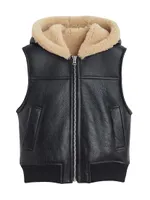 Robbie Leather Shearling-Lined Vest