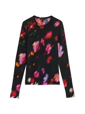 Sabeen Abstract Floral Long-Sleeve T-Shirt