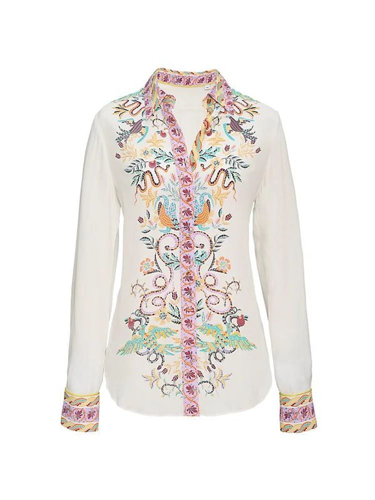 Gabriela Silk-Blend Mosaic Shirt