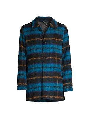 Plaid Single-Breasted Coat