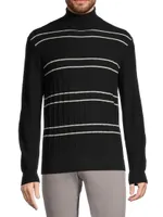 Drop Needle Striped Wool Turtleneck Sweater