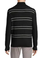 Drop Needle Striped Wool Turtleneck Sweater