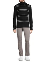 Drop Needle Striped Wool Turtleneck Sweater