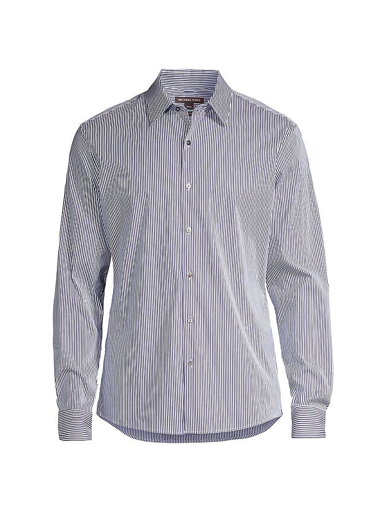 Striped Button-Front Slim-Fit Shirt