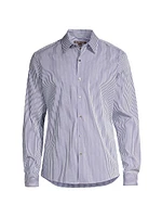 Striped Button-Front Slim-Fit Shirt