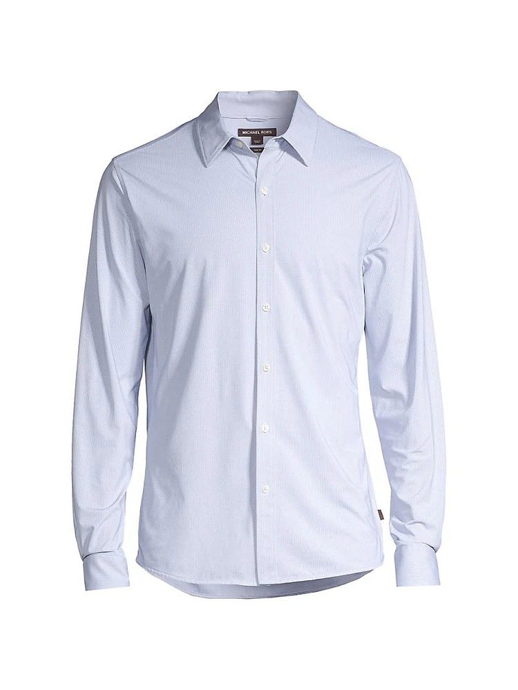 Microdot Button-Front Slim-Fit Shirt