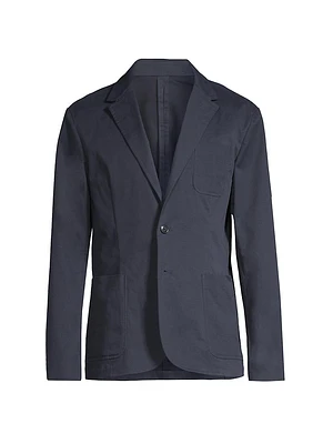 Stretch Cotton Two-Button Blazer