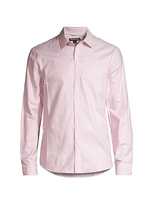 Pinstriped Button-Front Oxford Shirt