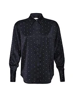 Studded Crystal & Satin Shirt