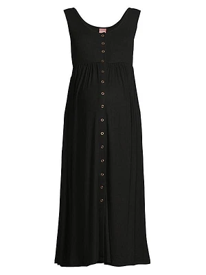 Rib-Knit Henley Dress