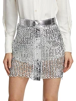 Knight Knit Metallic Leather Miniskirt