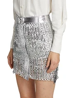 Knight Knit Metallic Leather Miniskirt