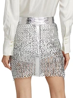 Knight Knit Metallic Leather Miniskirt