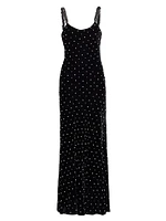 Aspen Rhinestone & Imitation Pearl Velvet Maxi Dress