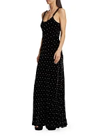 Aspen Rhinestone & Imitation Pearl Velvet Maxi Dress