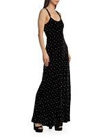 Aspen Rhinestone & Imitation Pearl Velvet Maxi Dress