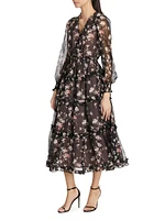 Kailo Silk Floral Tiered Maxi Dress