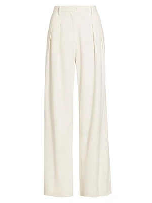 Adams Wool-Blend Pleated Wide-Leg Pants