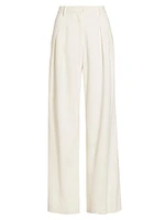 Adams Wool-Blend Pleated Wide-Leg Pants