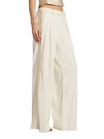 Adams Wool-Blend Pleated Wide-Leg Pants