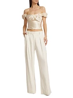 Adams Wool-Blend Pleated Wide-Leg Pants