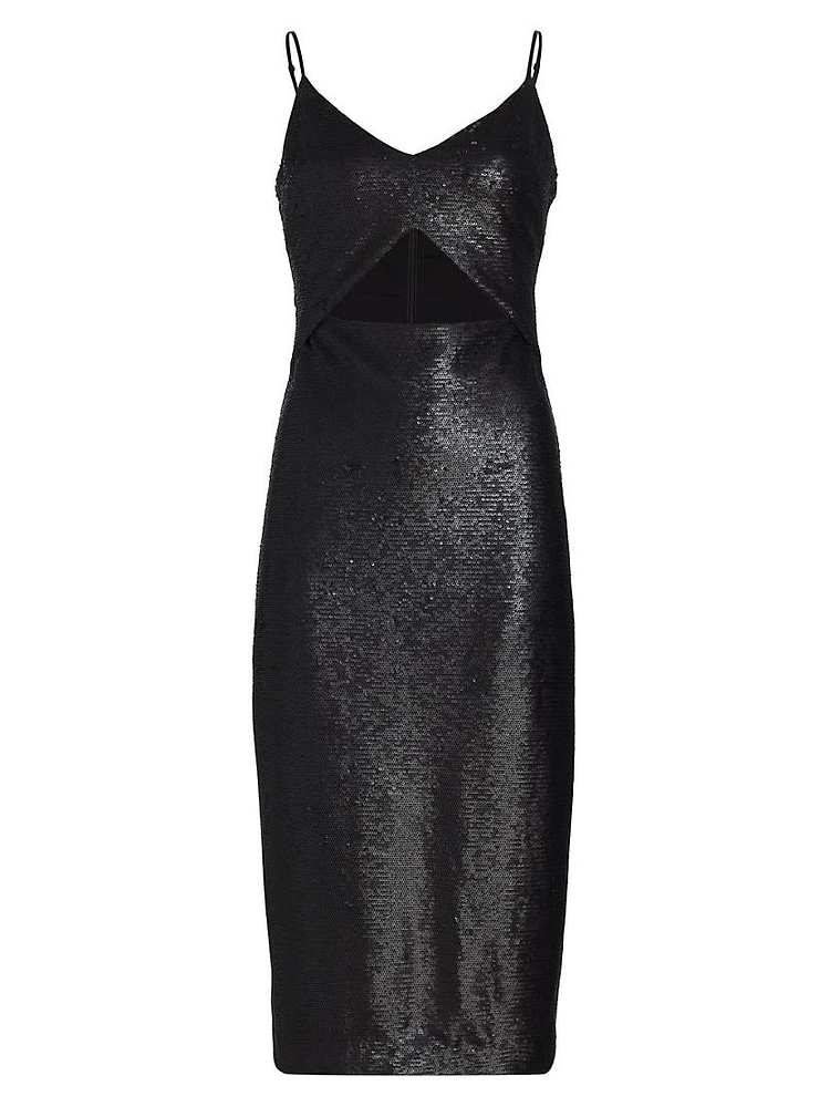 Femme Sequined Cut-Out Midi-Dress