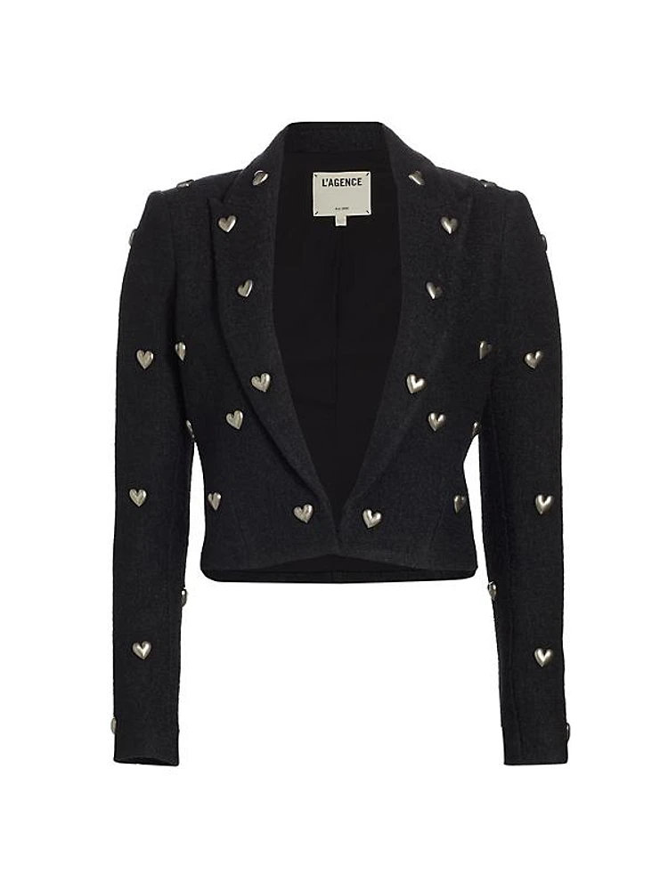 Jen Heart-Studded Crop Blazer