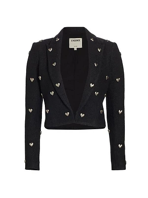 Jen Heart-Studded Crop Blazer