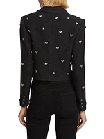 Jen Heart-Studded Crop Blazer