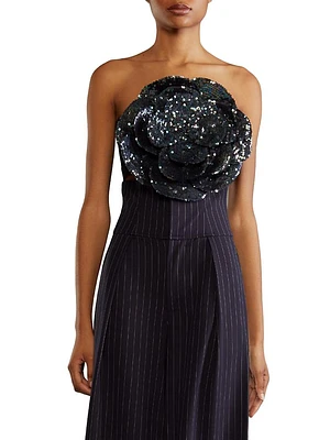 Sequined Floral Bandeau Top