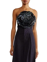 Sequined Floral Bandeau Top