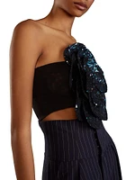 Sequined Floral Bandeau Top