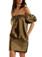 Metallic Off-The-Shoulder Minidress