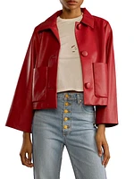 Cropped Faux Leather Jacket