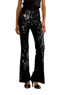 Lace Sequin Fit & Flare Pants