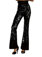 Lace Sequin Fit & Flare Pants