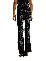 Lace Sequin Fit & Flare Pants