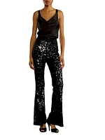 Lace Sequin Fit & Flare Pants