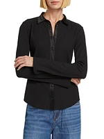 Ribbed Mix Media Button Down