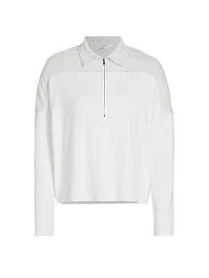 The Knit Zip-Up Long-Sleeve Polo Top