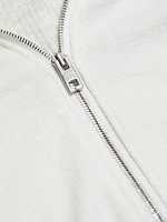 The Knit Zip-Up Long-Sleeve Polo Top