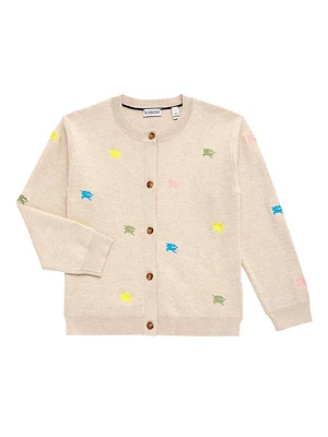 Little Kid's & Knight Embroidered Cotton-Cashmere Cardigan