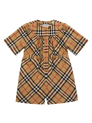 Baby Girl's & Little Gathered Check Playsuit