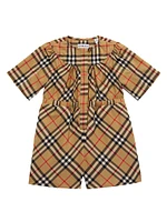 Baby Girl's & Little Gathered Check Playsuit